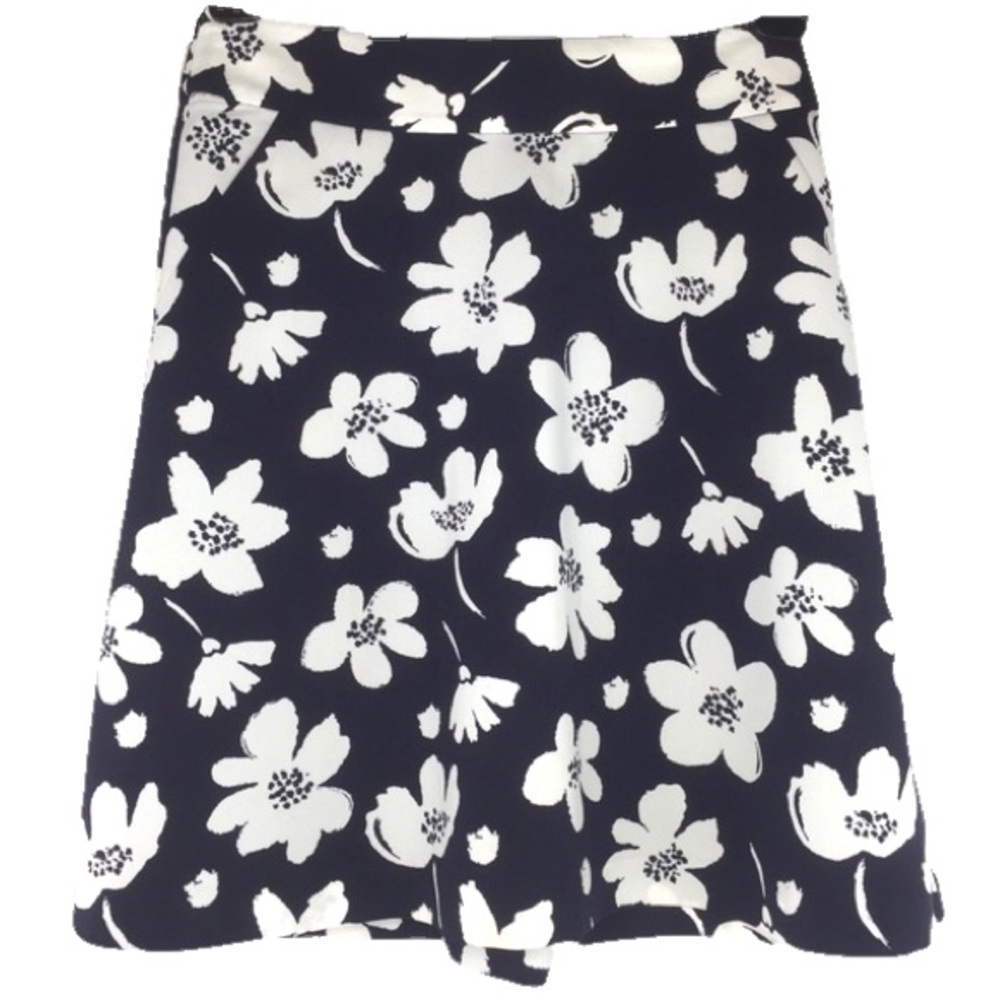 Ann Taylor Navy w/ white flowers a-line skirt